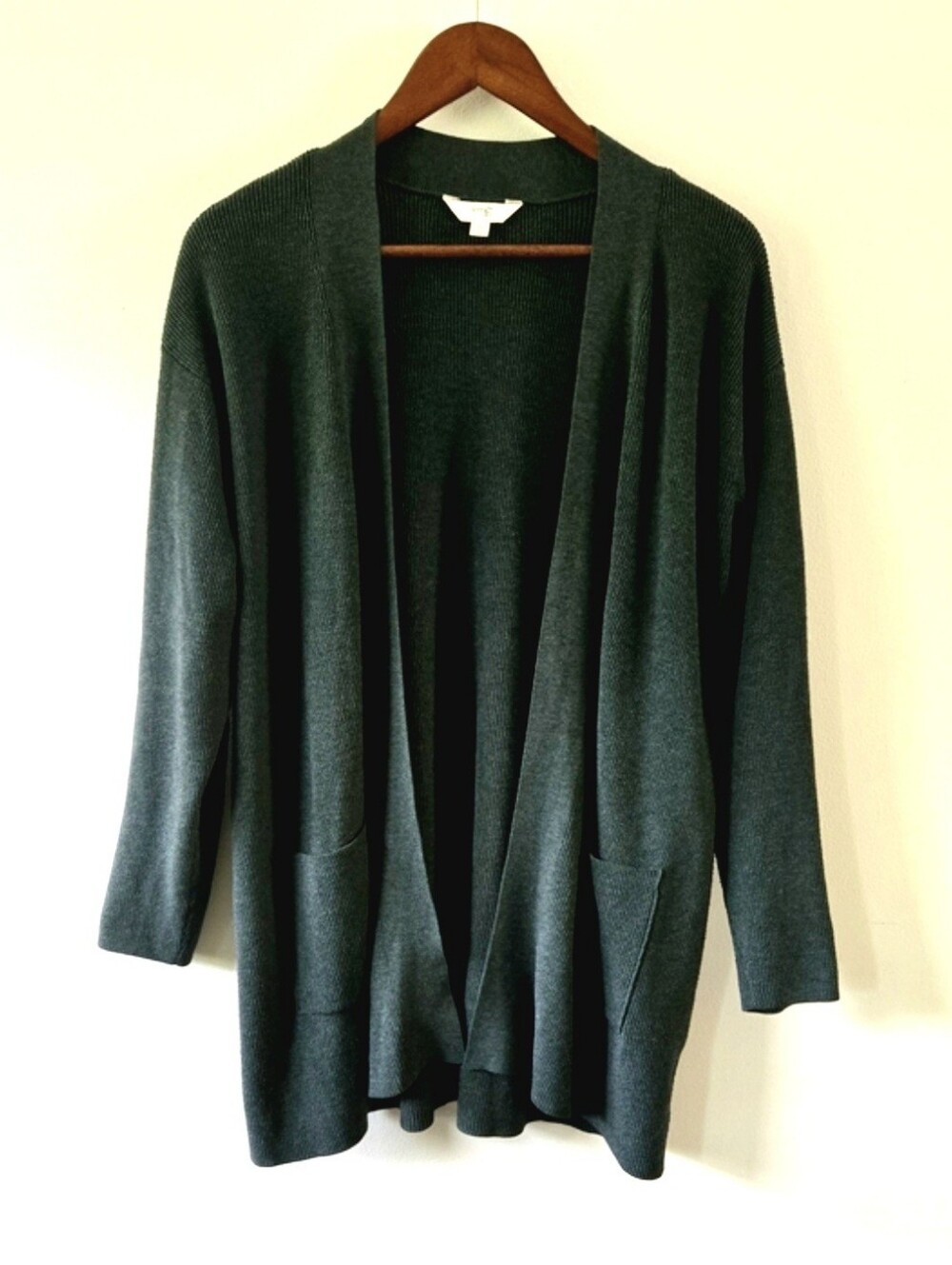 Ribbed Open Front Cardigan Green XL (14W)
